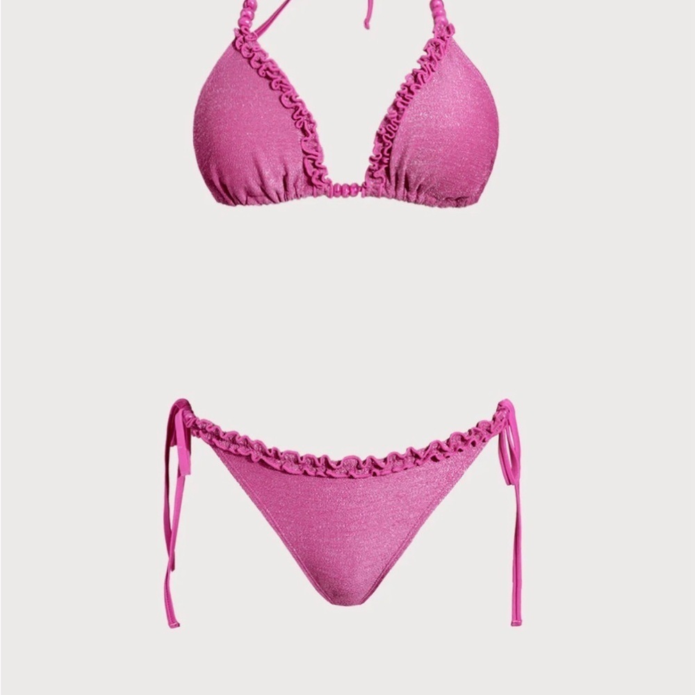 Samiol Small Vibrant Pink Ruffled Bikini Set - Picture 5 of 5
